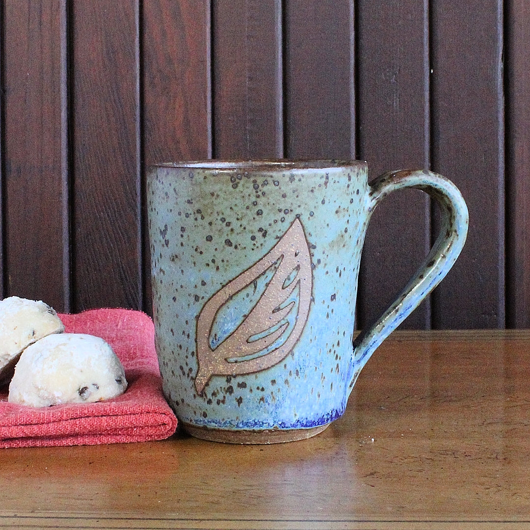 Blue Leaf Mug - Medium