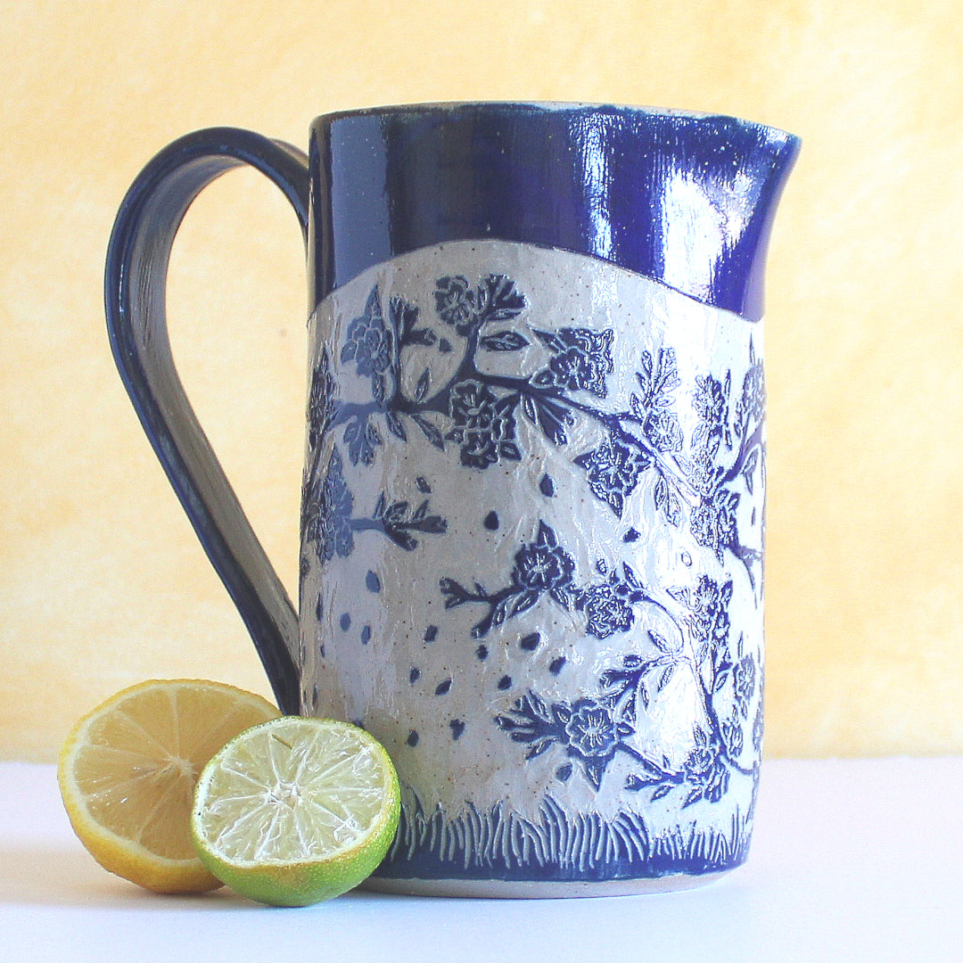 Sgraffito Blossom Pitcher