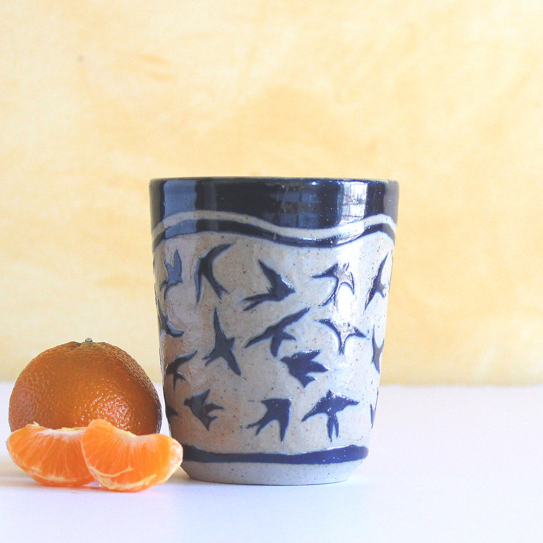 Sgraffito Swallow Cup