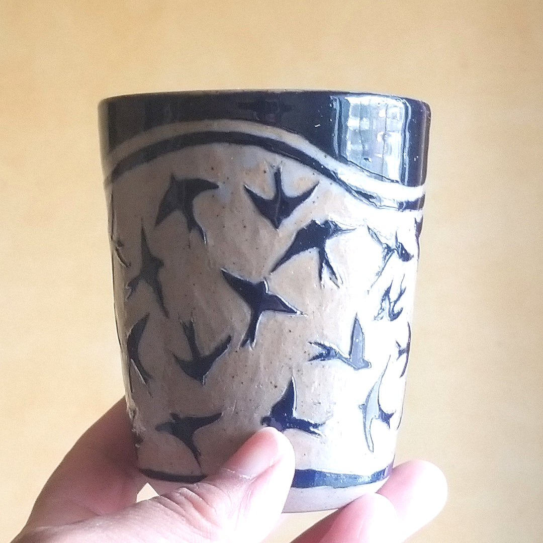 Sgraffito Swallow Cup